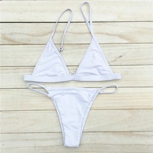 White Brazilian Minimal Style Small Bikini Set